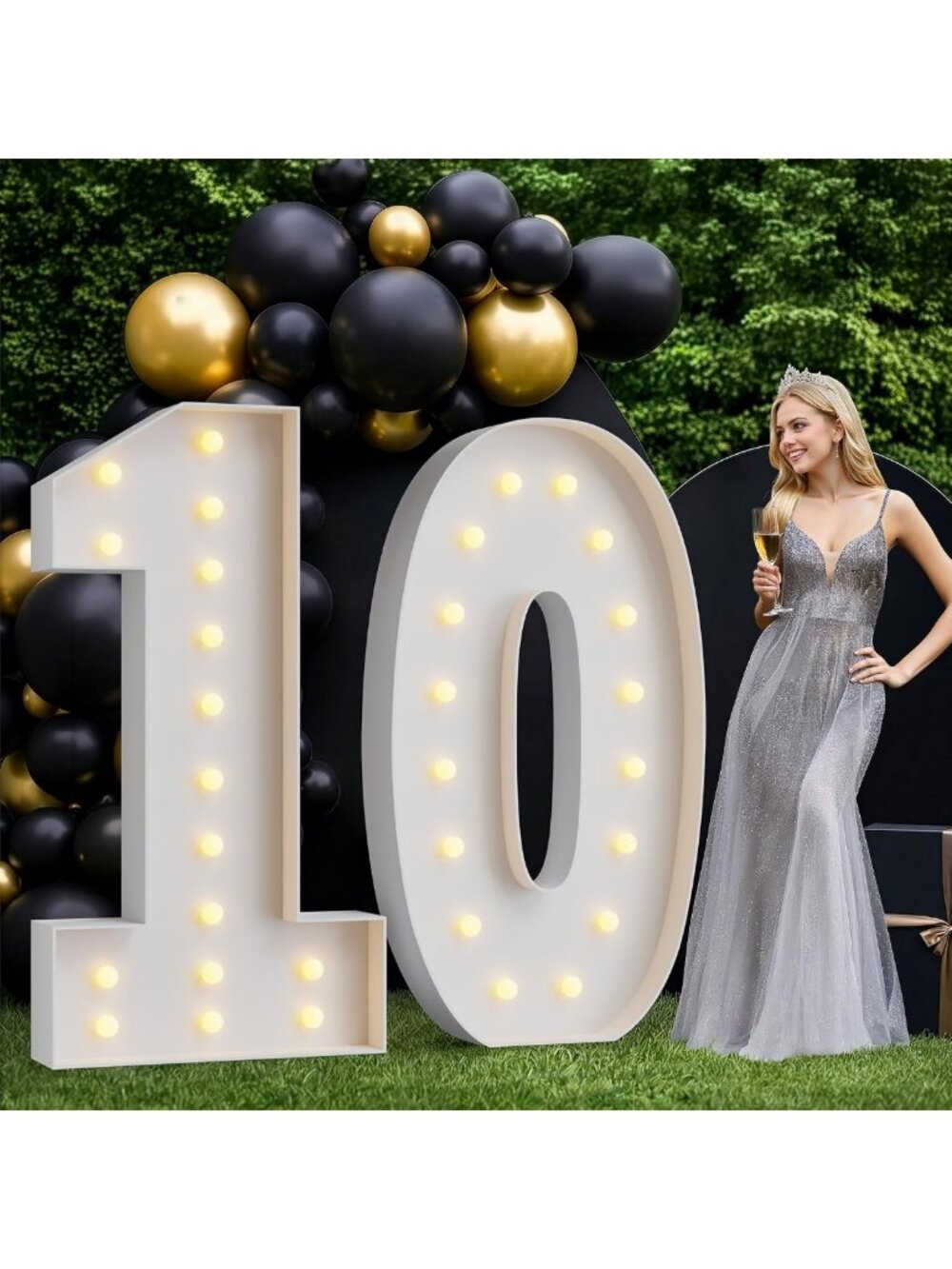 5FT Light-Up Marquee Numbers 10 | Large LED Sign for 10th Birthday Celebration